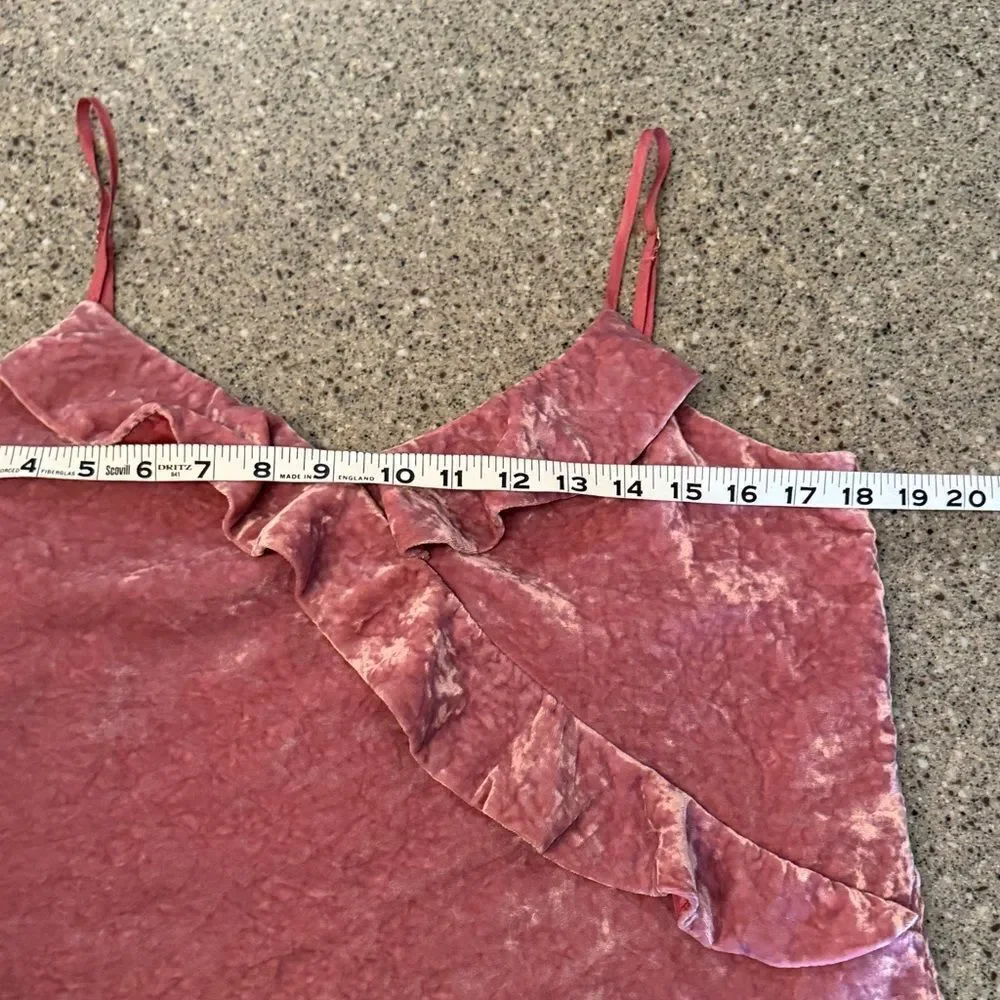 J. CREW Crushed Velvet Pink Mauve Ruffle Cami Tank Top